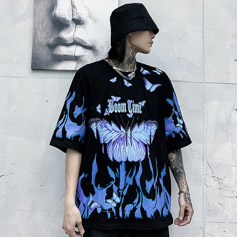 

Men's T Shirts Men's T-Shirts 2022 Harajuku Hip Hop Short Sleeve Tees Blue Butterfly Shirt Men Casual Tops Streetwear Oversized Cotton, Black