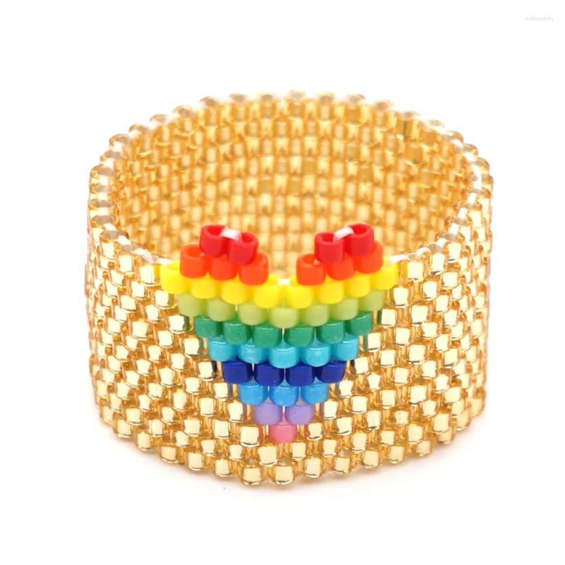 

Cluster Rings Go2boho Bohemian Miyuki Colorful Heart For Women Boho Anillos Handmade Jewelry Friends Gift Wholesale