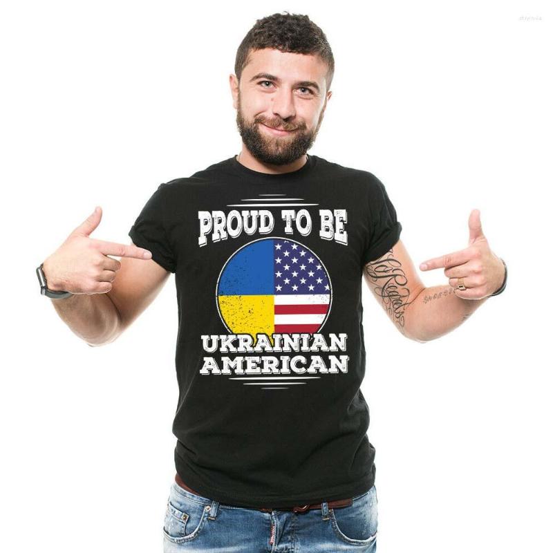 

Men' T Shirts Proud To Be Ukrainian American Round Neck Solid Color Short Sleeve T-Shirt, Black