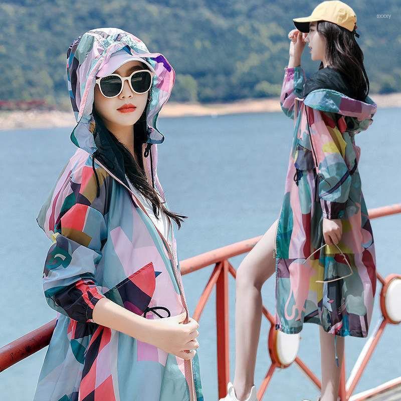 

Women's Swimwear Women's Camouflage Sunscreen Clothing Women Mid-length 2022 Summer Anti-Ultraviolet Breathable Jacket Femme Hooded, Pink