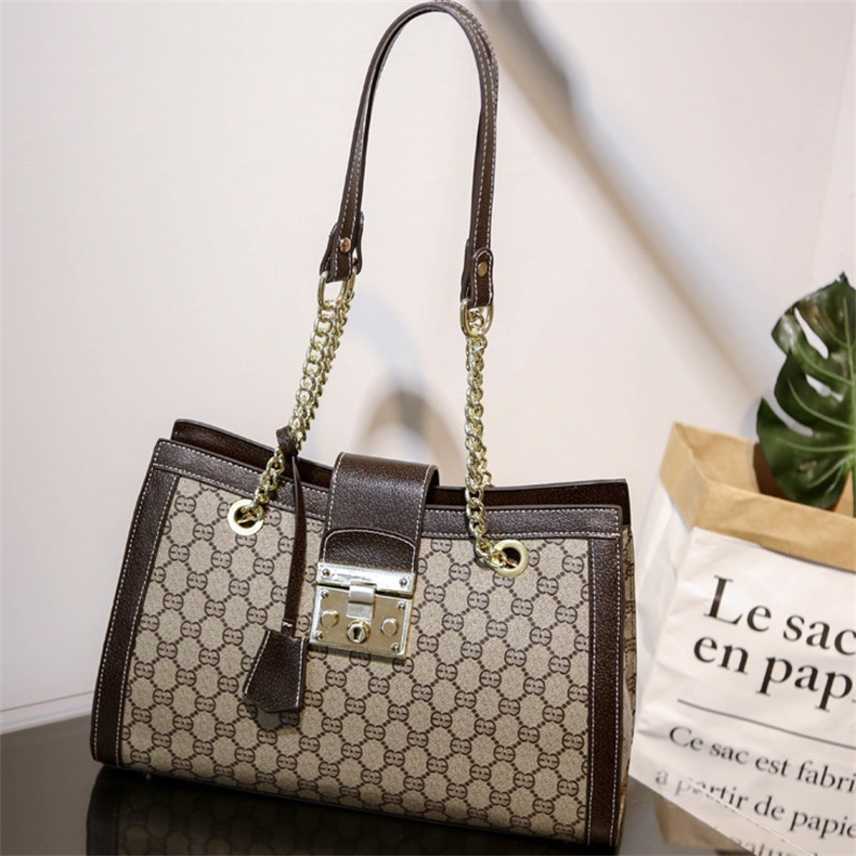 

Purses new versatile messenger classic printed one shoulder big fashion chain portable women's bag Handbag Black Friday, Brown