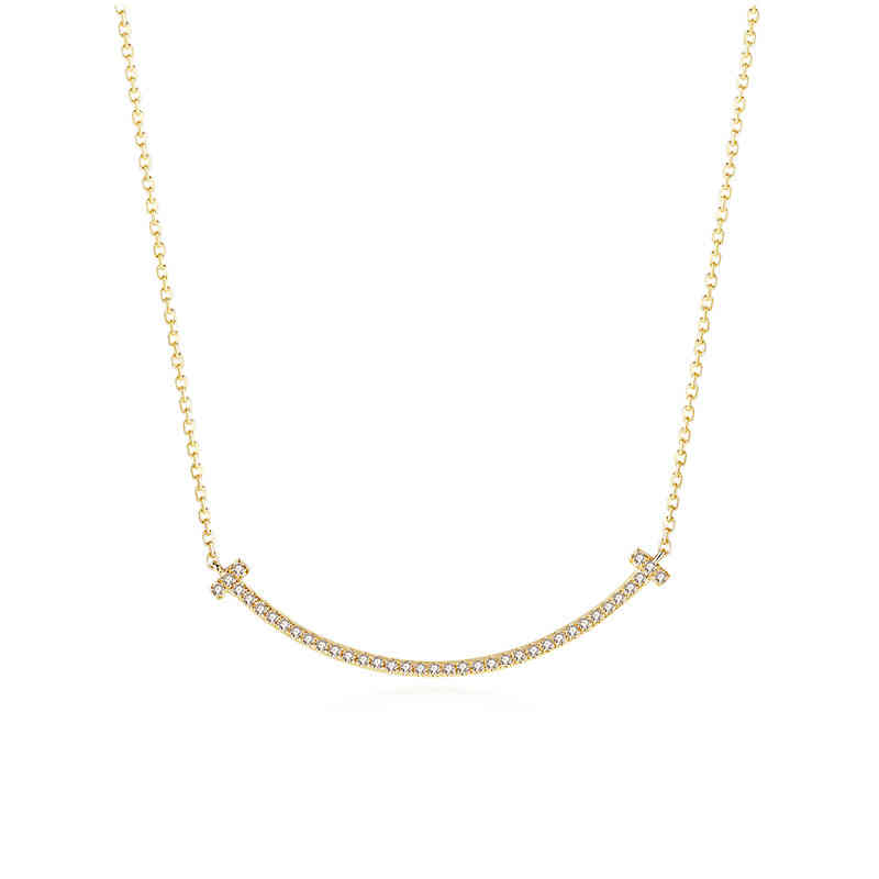 

Smiling Face Necklace 18K Rose Gold Bone Chain Platinum Women's Pendant