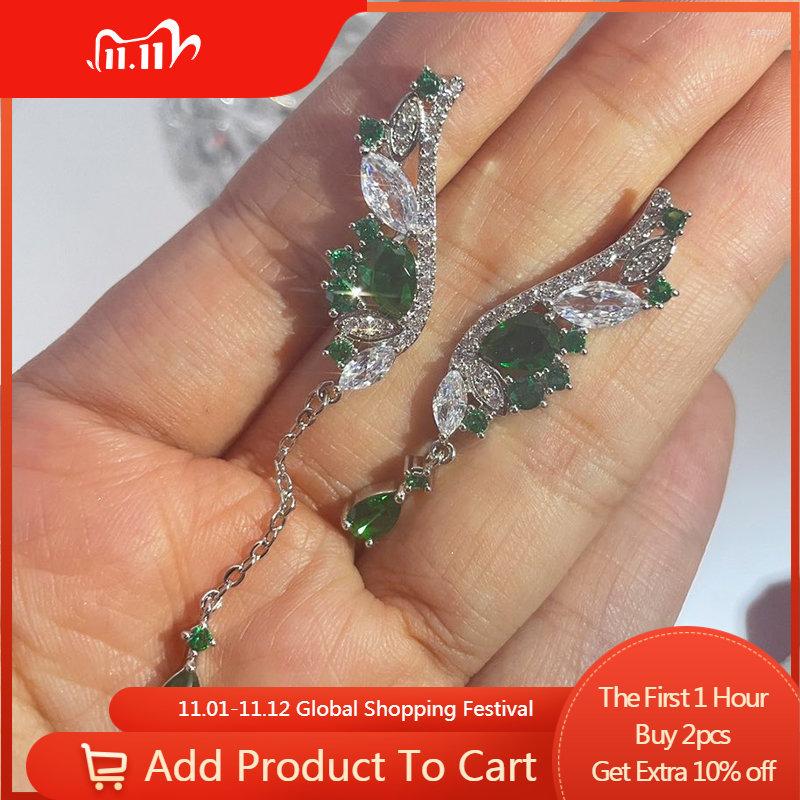 

Dangle Earrings Luxury Irregular CZ Drop Silver Color Geometric Earring For Women Exquisite Anniversary Wedding Jewelry Gifts