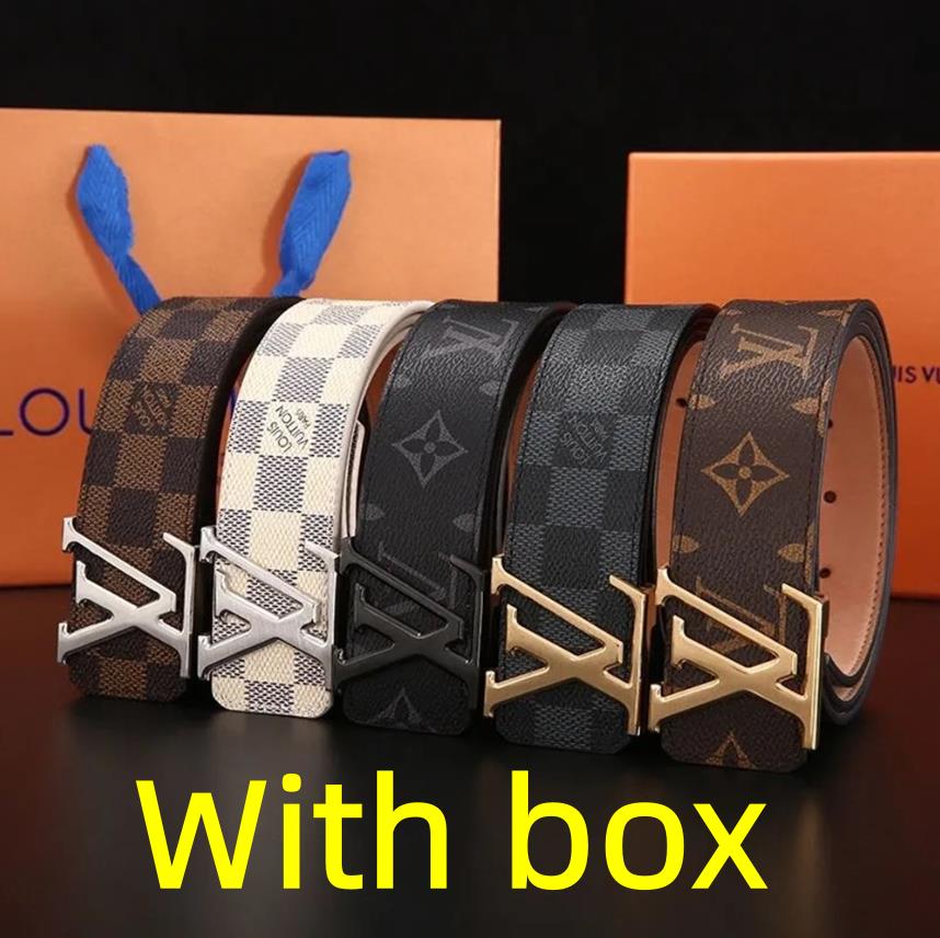 

2022 Luxury designer Louis Vuitton LV Belt Buckle Fashion Genuine Leather Women Belts For men Letter Double Big gold classical A03, Belt+box