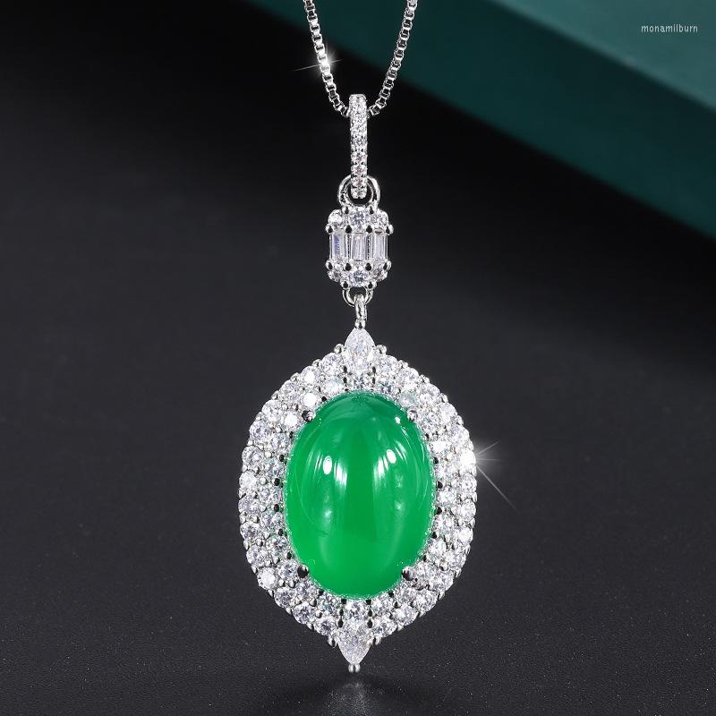 

Chains Luxury Wedding Party Bridal CZ Stone Pendant Necklace For Women Brand Design Statement Geometric Ellipse Pendants