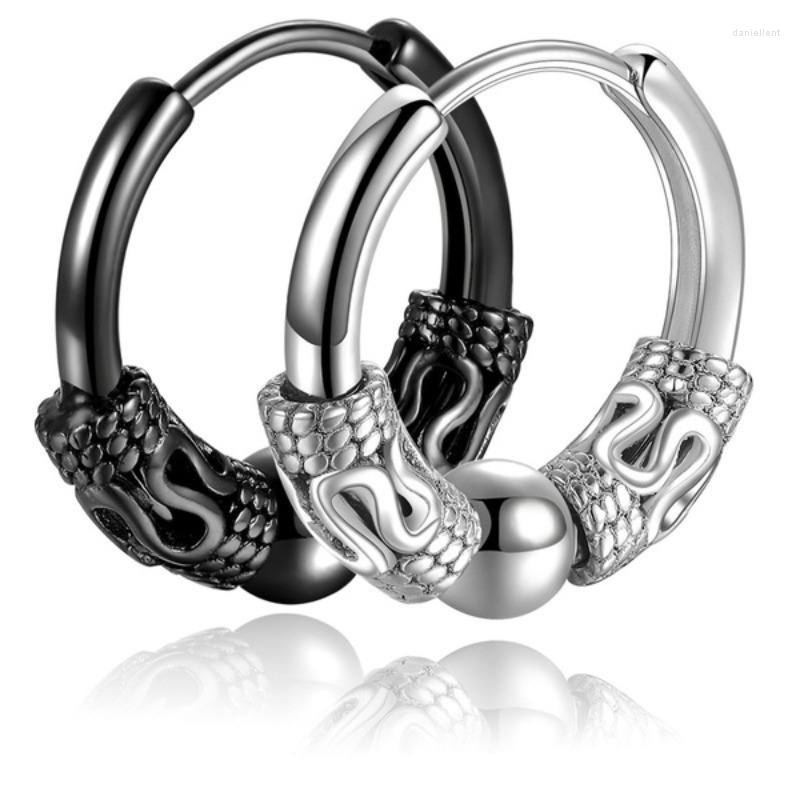 

Hoop Earrings 1pc/1pair For Men Women Retro Circle Personality Dragon Pattern Punk Trend All-match Jewelry