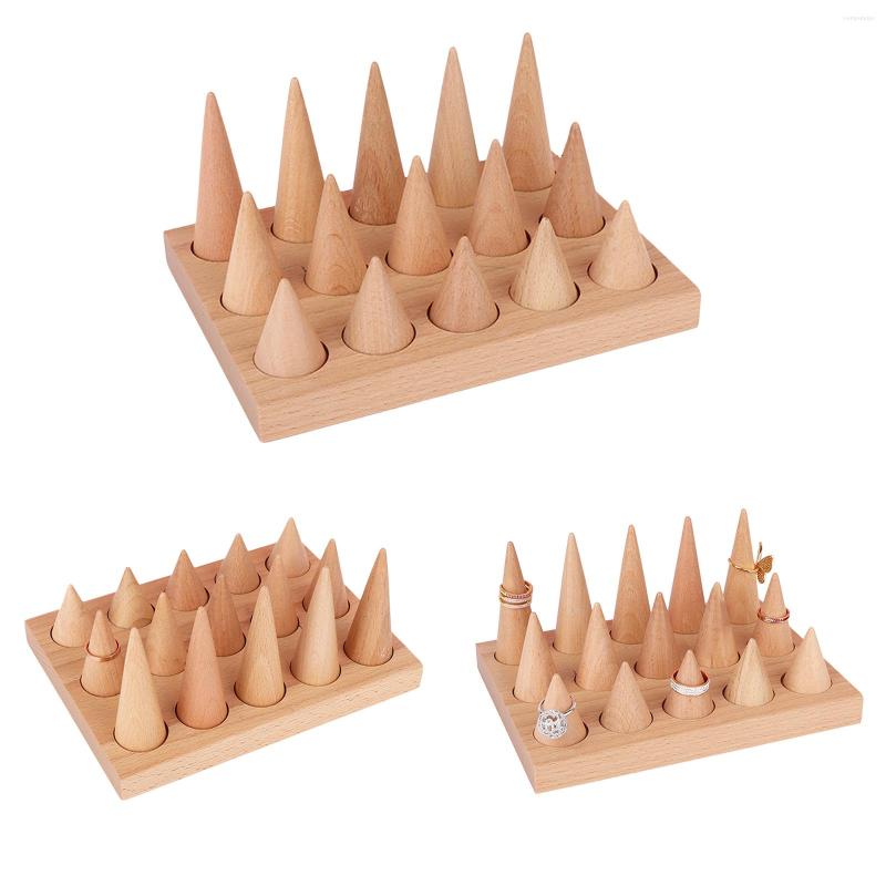 

Jewelry Pouches Natural Wood Rings Holder Finger Display Rack For Trade Shows