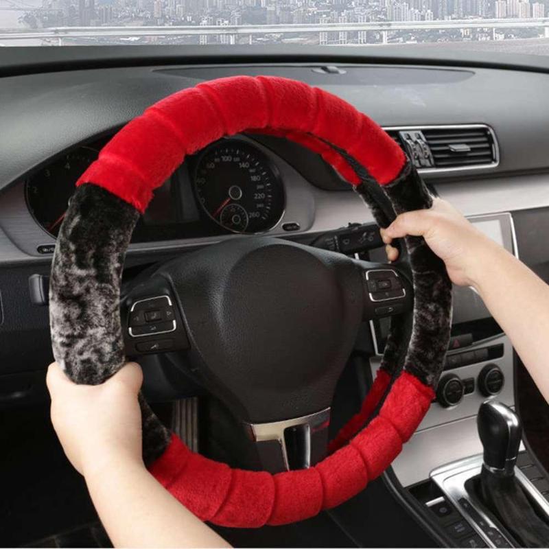 

Steering Wheel Covers 38cm Car Auto Case Soft Plush Elastic Cover For Women Winter Warm