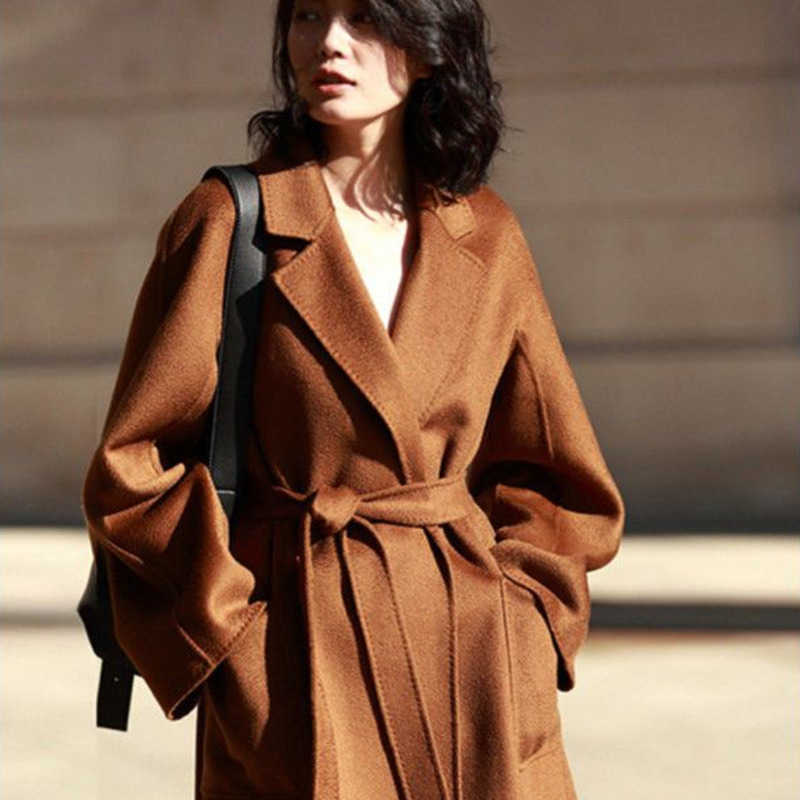 

winter max designer cashmere coat womens woolen coat high quality long cardigan windbreaker warm sweater, Golden