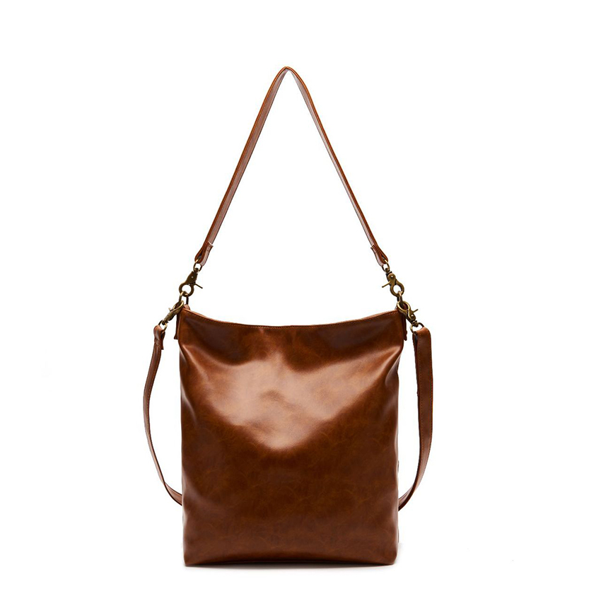 

HBP fashion tote European and American Tote Bag Retro oil wax leather Single Shoulder bag large capacity slant hanging bag, Brown