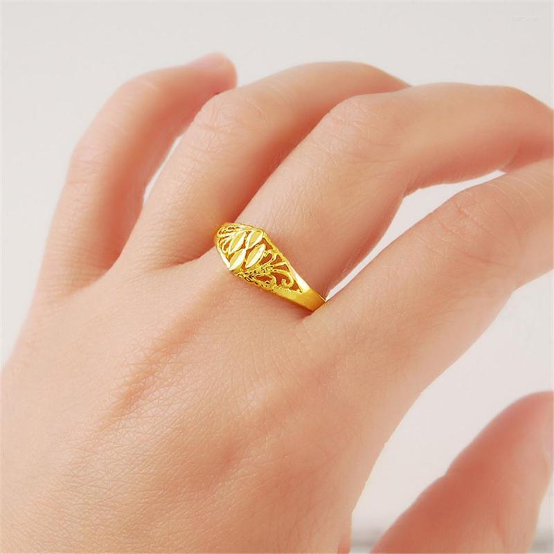 

Cluster Rings 24K Gold For Women Engagement Wedding Band Jewelry Ring Party Gift