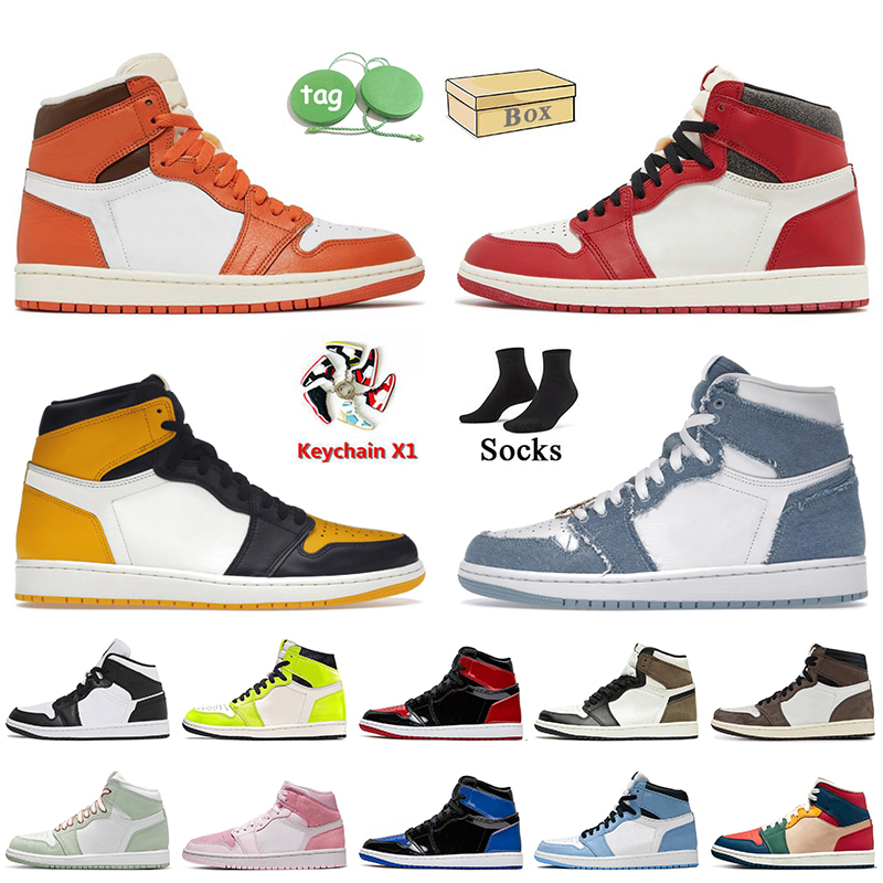 

With Box Jumpman 1 Basketball Shoes Starfish 1s High OG Lost and Found Denim Yellow Toe Stealth Patent Bred Cactus Jack Dark Mocha Seafoam Retros Trainers Sneakers, D34 bordeaux 36-47