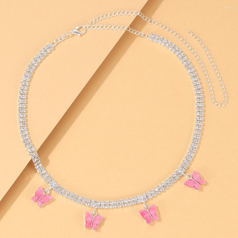 

Choker 2022 Luxury Bling Crystal Acrylic Butterfly Pendant Necklace Party Jewelry