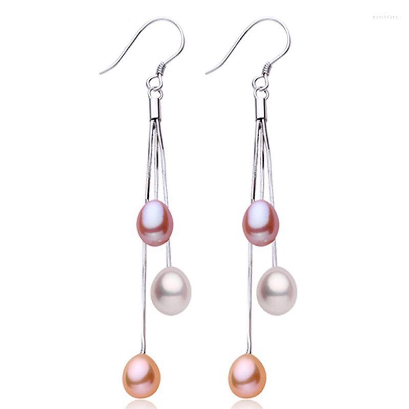 

Dangle Earrings 2022 Pearl Natural Freshwater Tassels Jewelry Drop 925 Sterling Silver For Woman