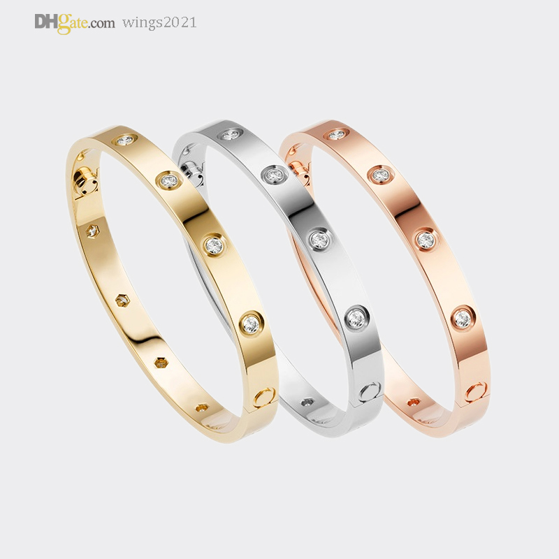 

Love Bracelet Designer Bracelet For Women 10 Diamonds Gold Bangle Luxury Jewelry Titanium Steel Gold-Plated Never Fade Not Allergic Gold,Silver,Rose;Store/21417581