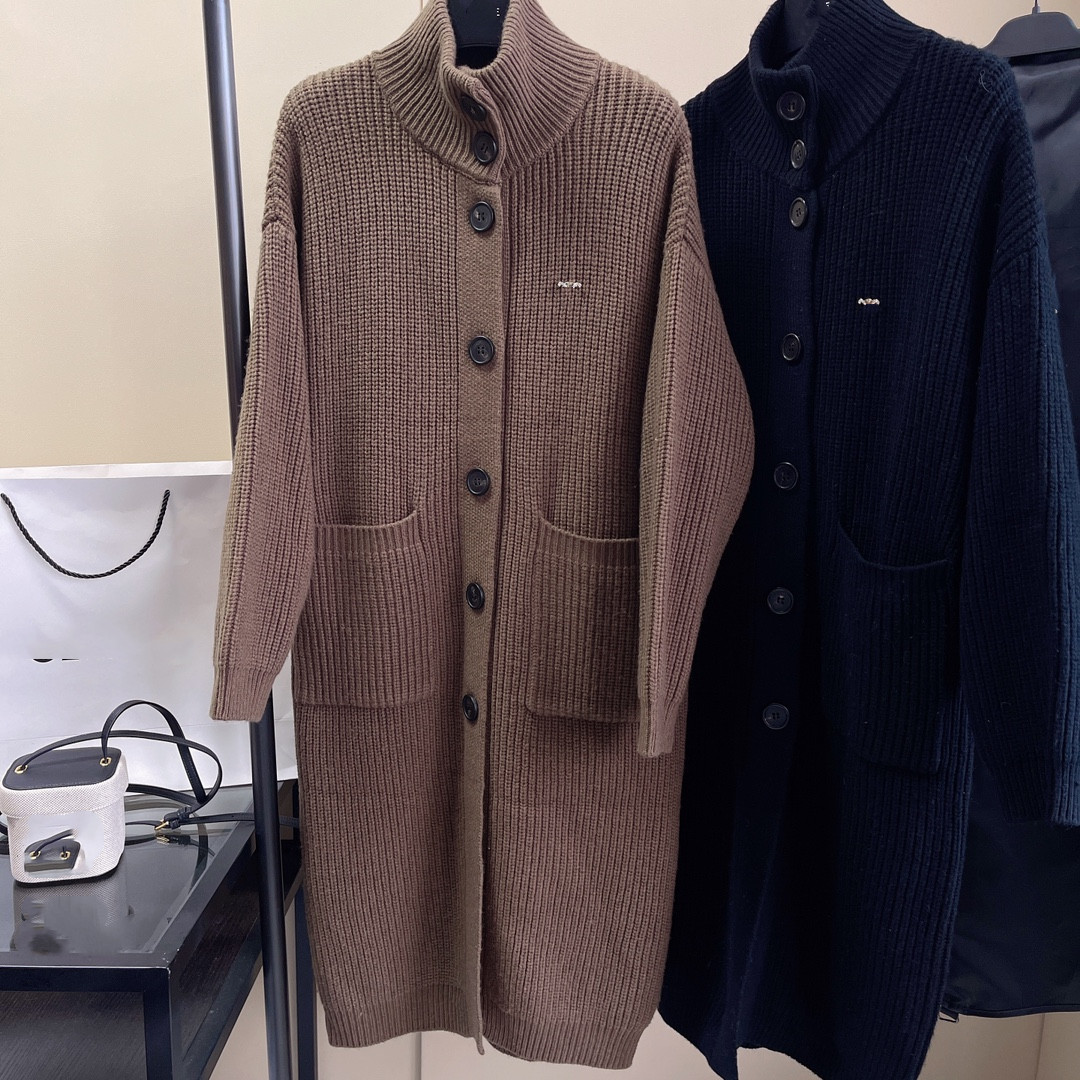 

Women's Sweaters Luxury designer designs the latest leisure silhouette wool coat in autumn and winter, Black