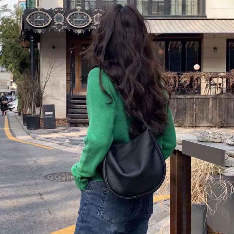 

Evening Bags PU Leather Solid Color Women Shoulder Bag Large Capacity Fashion Women's Wide Strap Messenger Casual Daily Saddle Purse, Black