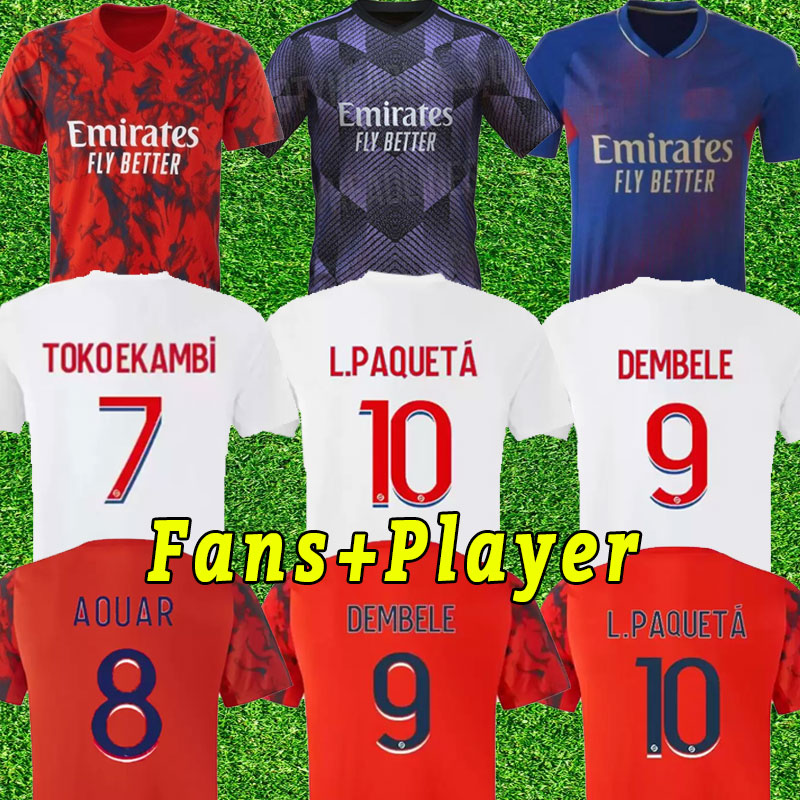 

22/23 Maillot Lyon player Fans version soccer jerseys 2022 2023 Lyonnais Jersey Maillot de foot OL football shirts TRAORE MEMPHIS men adult third fouth, Home