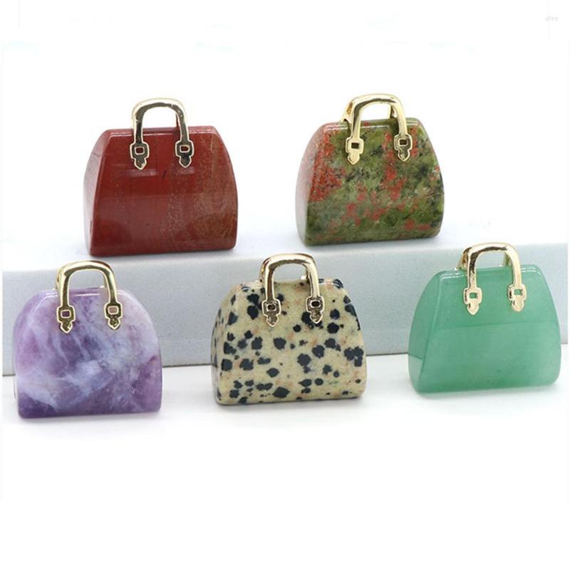 

Charms Exquisite Natural Stone Onyx Handbag Pendant 25x27mm Crystal Creative Jewelry Charm Fashion DIY Necklace Earrings Accessories