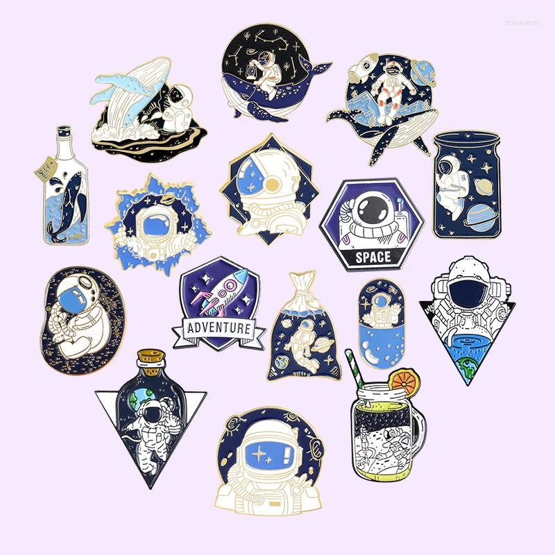 

Brooches Astronaut Series Enamel Pins Cartoon Universe Adventure Space Backpacks Clothes Lapel Pin Badge Jewelry Gift For Friend