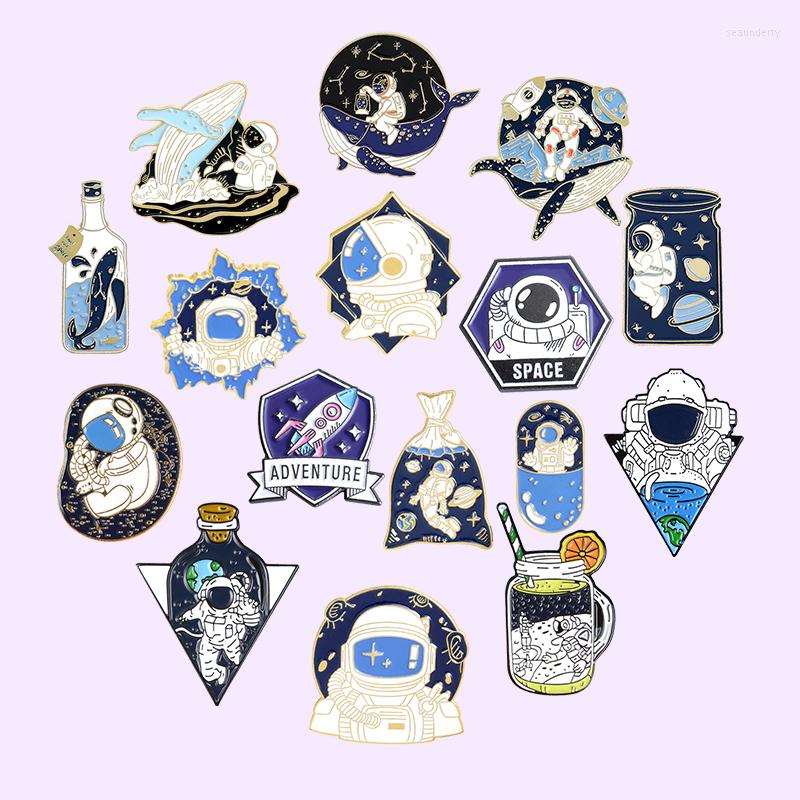 

Brooches Astronaut Series Enamel Pins Cartoon Universe Adventure Space Backpacks Clothes Lapel Pin Badge Jewelry Gift For Friend