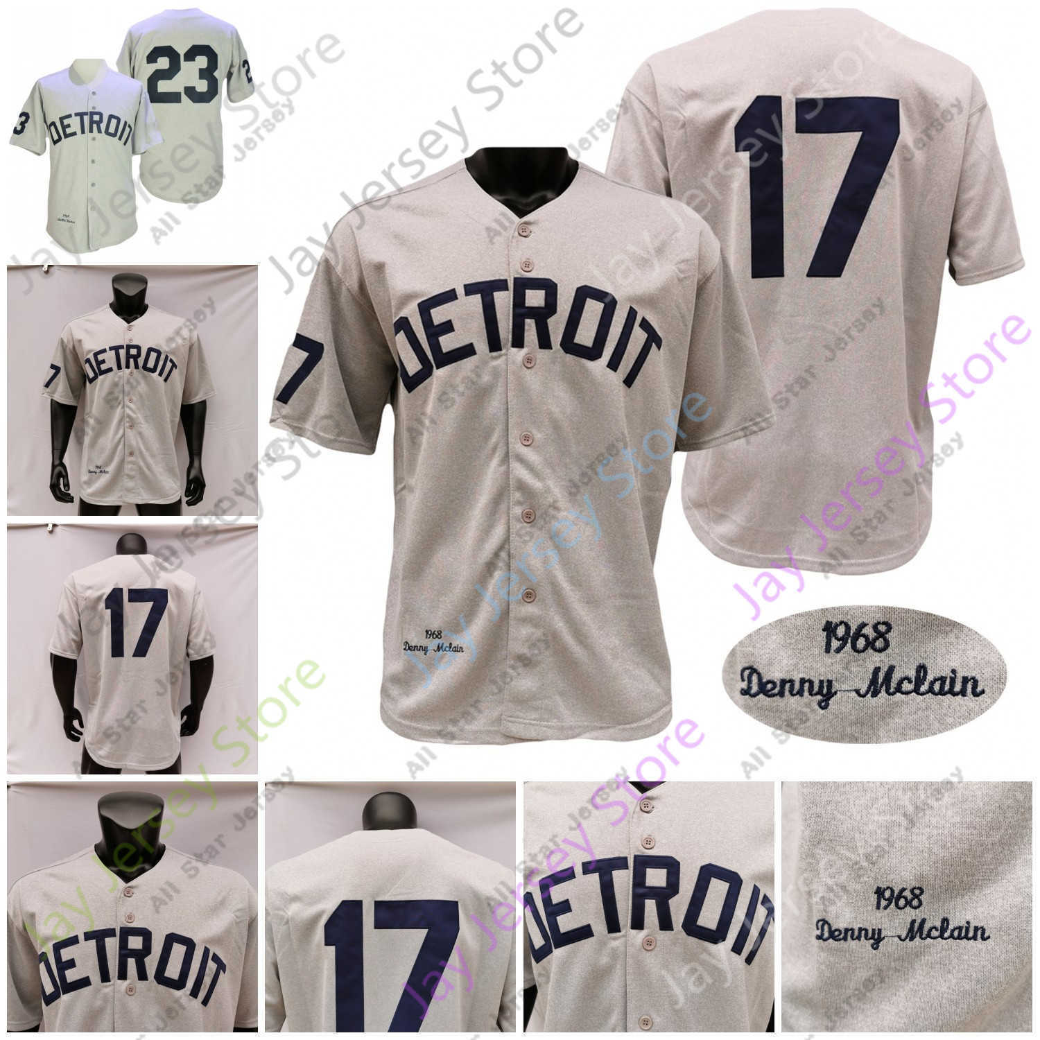

Baseball Jerseys 17 Denny McLain 1968 Jersey Vintage 23 Willie Horton 1969 All Stitched Embroidery Button Down Size S-3XL
