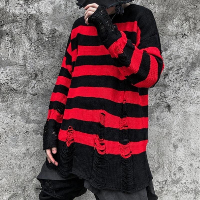 

Men's Sweaters Autumn Sweater Round Neck Hip Hop Long Sleeves Ripped Elastic Winter Couple For Shopping, Green
