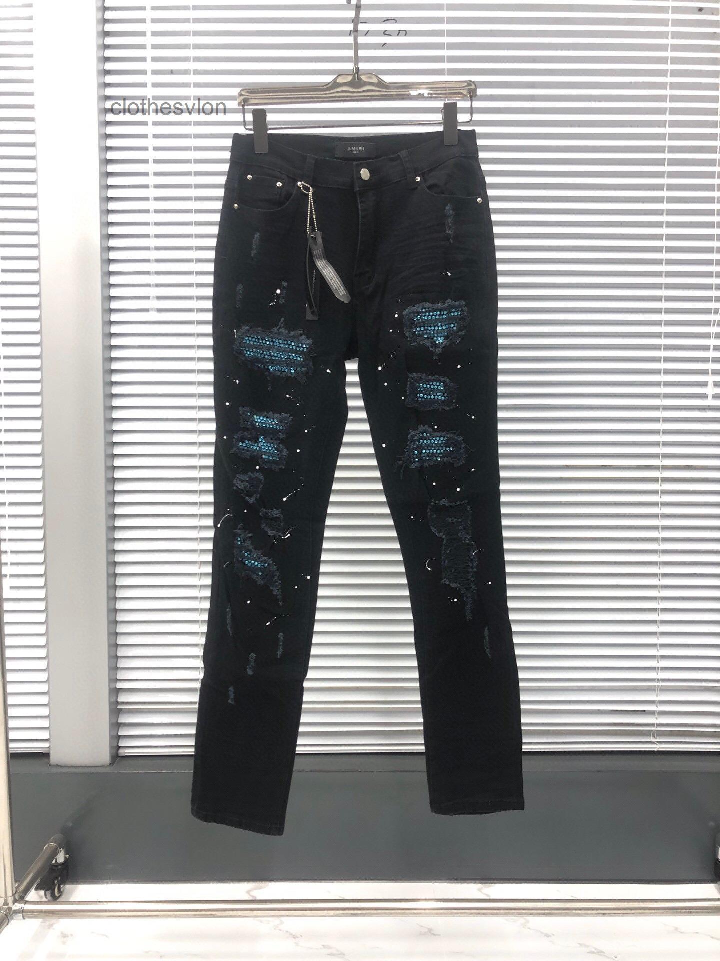 

Black amirs amiris Designer Jeans Jean y Style Splash Limited Hole Ironing Blue Red Diamond Brand Elastic Slim Fit 92BS, Black blue diamond