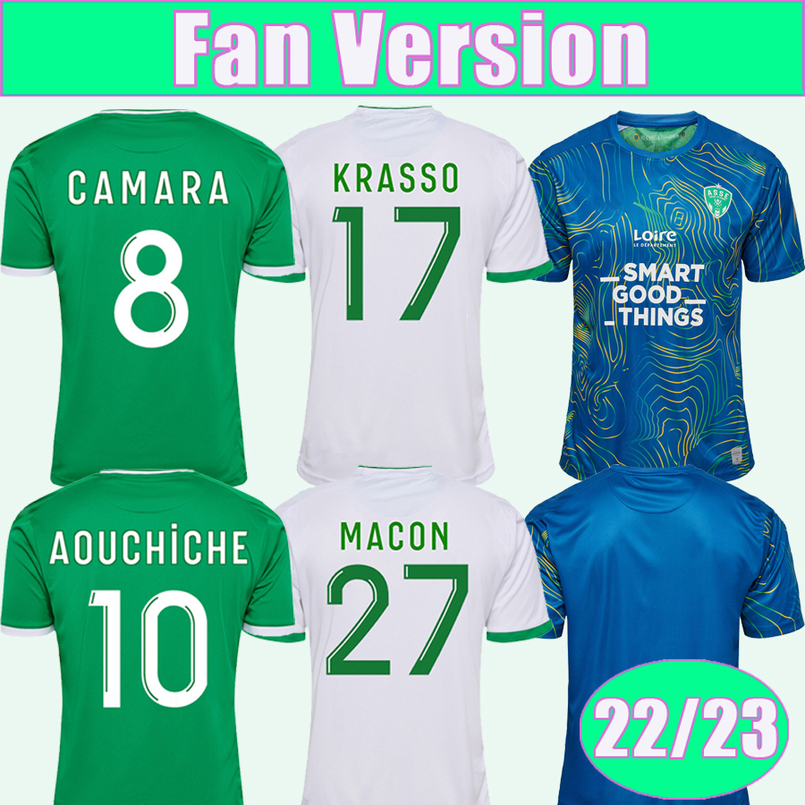 

22 23 AS Saint-Etienne Mens Soccer Jerseys CAMARA AOUCHICHE SOW GABRIEL SILVA PALENCIA NEYOU D. BOUANGA PERRIN Y. ZAYDOU RIVERA Home Away Goalkeeper Football Shirt, Smy11595 22 23 goalkeeper no patch