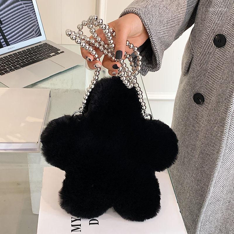 

Evening Bags Cute Female Creativity Five Pointed Star Funny Plush Bag Women Small Shoulder, Beige