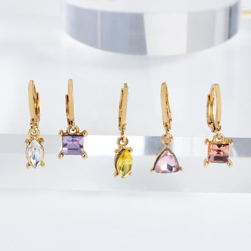 

Hoop Earrings AENSOA Minimalist Jewelry Tiny Small Colorful Crystal Earring Vintage Cute Lovely Rhinestone Geometric For Women