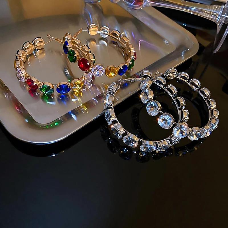 

Hoop Earrings AENSOA Vintage Colorful Round Circle Trendy Geometric Statement Transparent Huggie Earring Fashion Jewelry Brincos