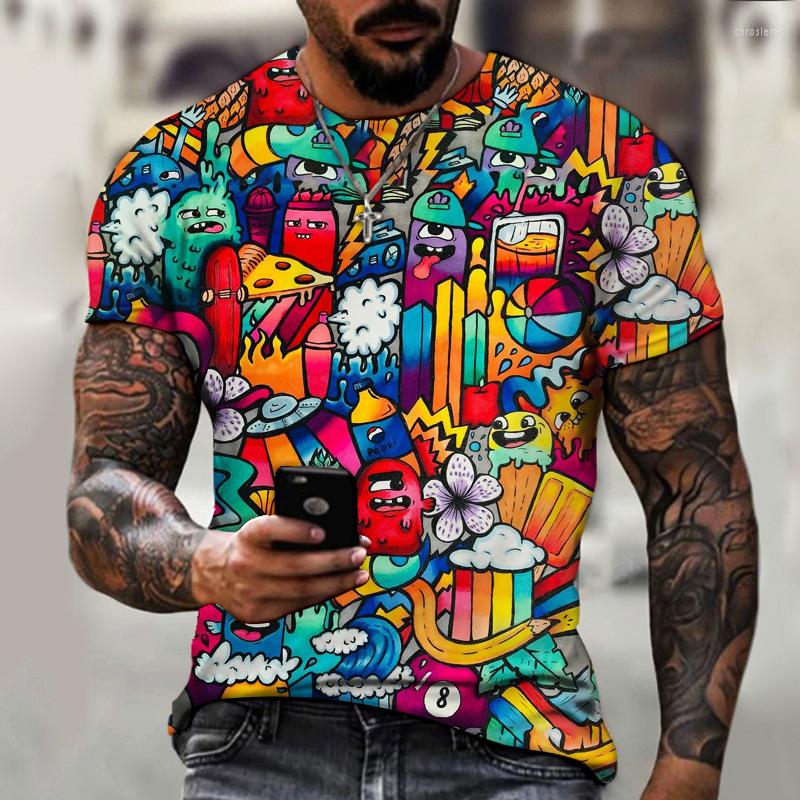 

Men's T Shirts Original T-shirt 3D Printing Summer Street Fashion Painted Cartoon Graffiti Short-sleeved Plus Size, Wms1519