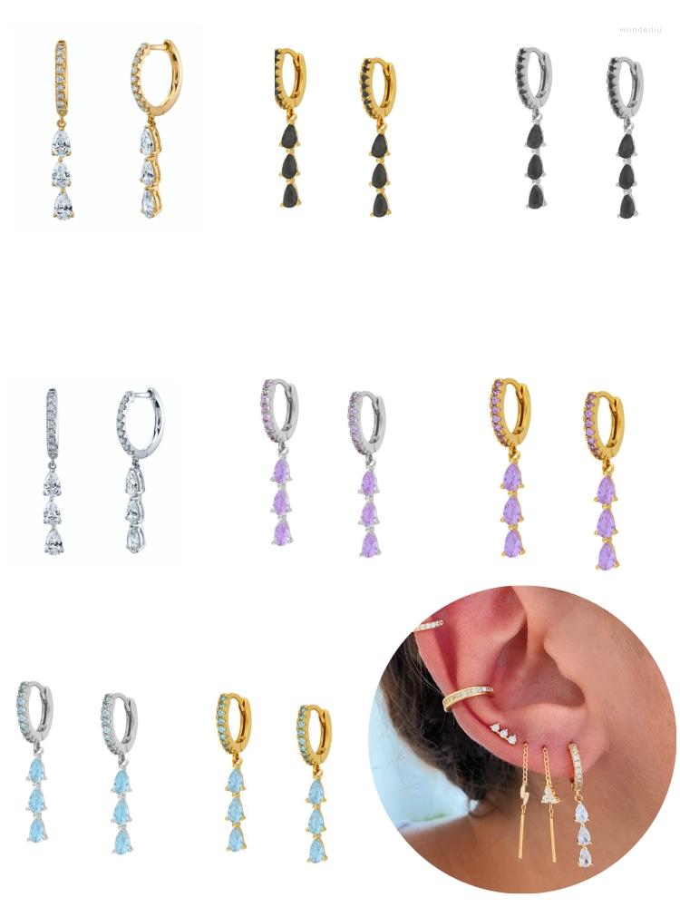 

Dangle Earrings 925 Sterling Silver Round Zircon 2022 Trend Women Ear Jewelry Drop