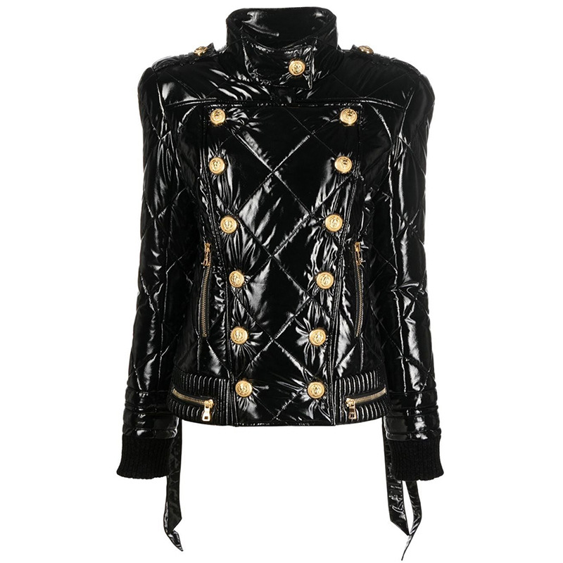 

Women' Down & Parkas Newest 2022 Winter Designer royalfamily weekend' star-studded festivities were Down Jacket Women' Lion Buttons Rhombic Sewing BS119, Black