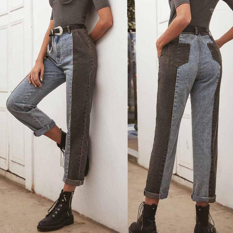 

Women's Jeans Women's 2022 Summer Casual Women Denim Female High Waist Slim-Fit Stitching Zipper Lady Trousers Loose Long Pants, Black