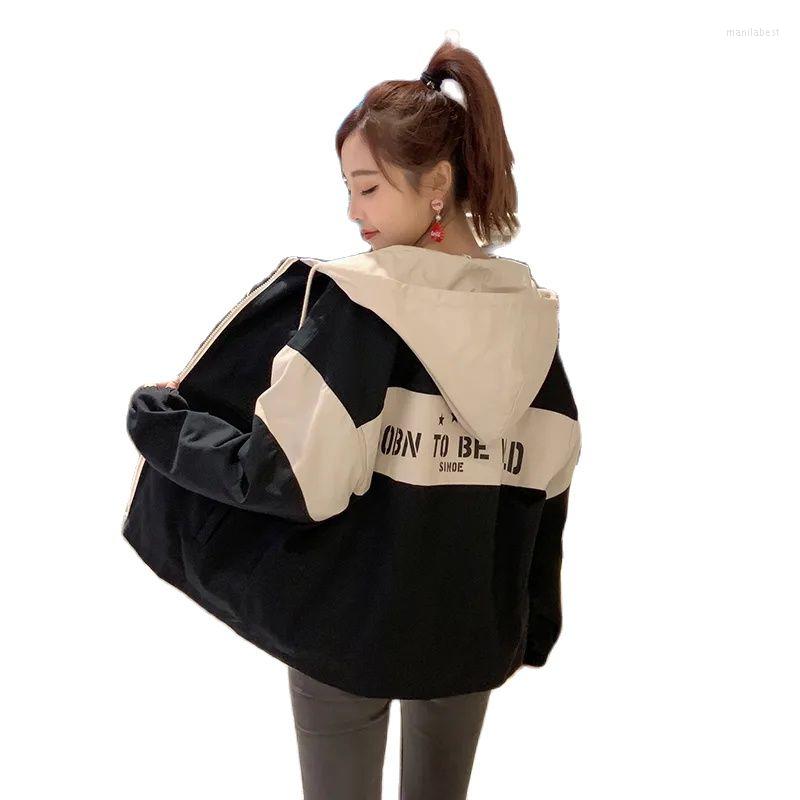 

Women' Trench Coats Tooling Jacket Female 2022 College Style Spring Autumn Trendy Korean Version Loose Student Windbreaker Coat Baseball, Black