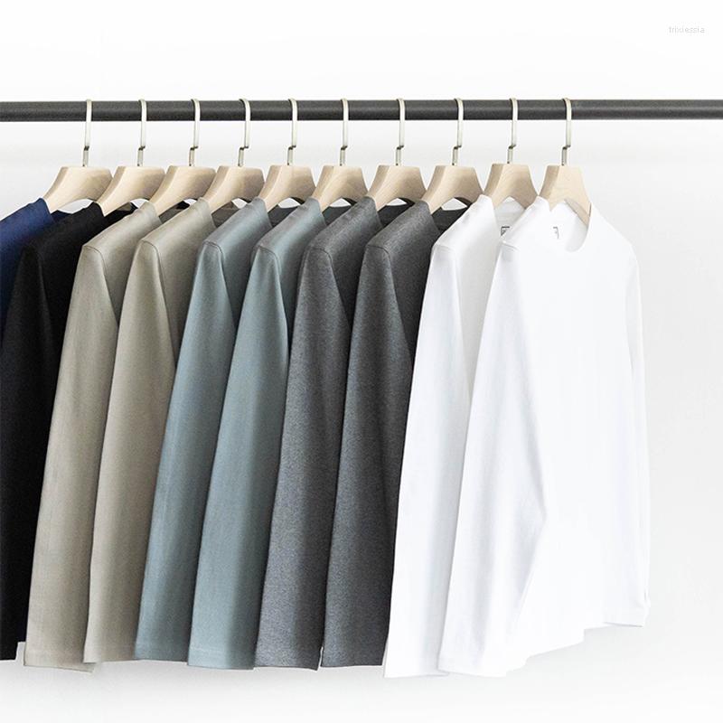 

Men's T Shirts Spring Long Sleeves Solid Color Men Women Neutral All-Match Vintage Couple Inside T-Shirts Round Neck High Quality Basic Tees, Black