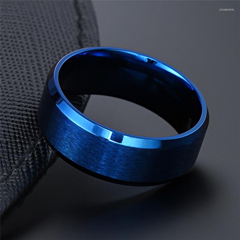 

Cluster Rings ZORCVENS 2022 Fashion Blue Brushed Stainless Steel Male Jewelry Punk Vintage Wedding Band Engagement For Men Women