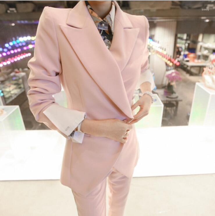

Women' Two Piece Pants Women' Women' Set Autumn Blazer Suit Long Sleeve Coat Pant Sets Office Ladies Pink Blazers Casual Pieces