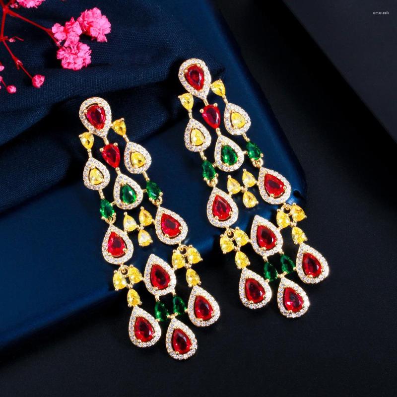 

Dangle Earrings European And American Walk Show Banquet Dress Color Long Fringe