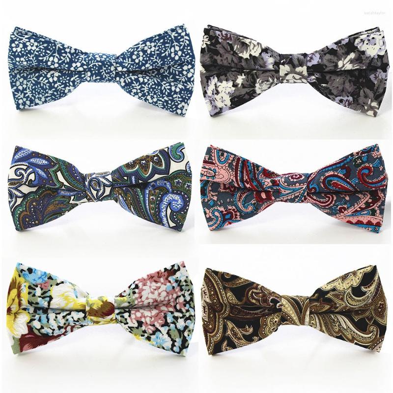 

Bow Ties RBOCOMen's Brown Tie Cotton Blue Floral Neckwear Bowties For Men Red Wedding Party Suit Fashion Accessories