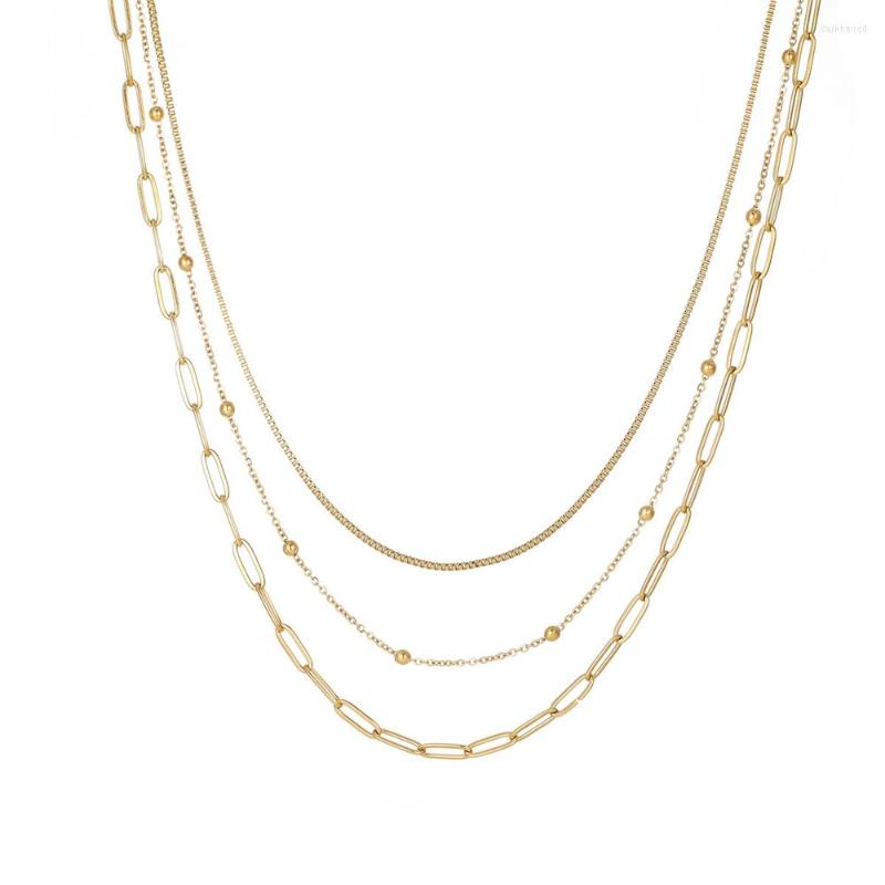

Chains Stainless Steel Multilayer Chain Necklace For Women 2022 Trend Hiphop Gold Color Neck Female Minimalist Jewelry