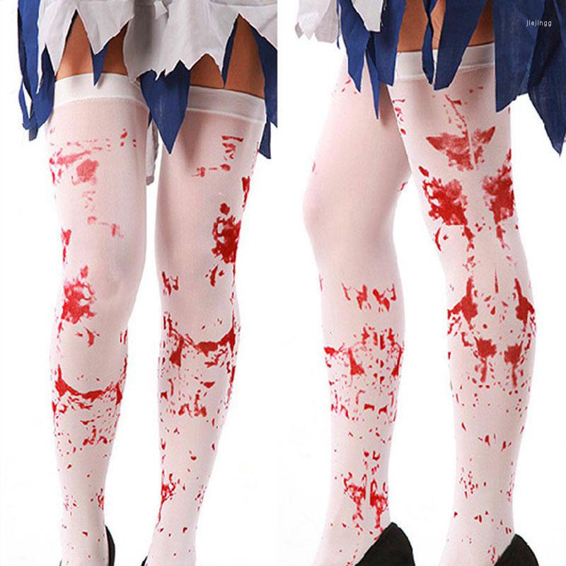 

Women Socks Creative Halloween Stocking Thigh High Gothic Cosplay Lolita Skeleton Party Supplies 2022, White