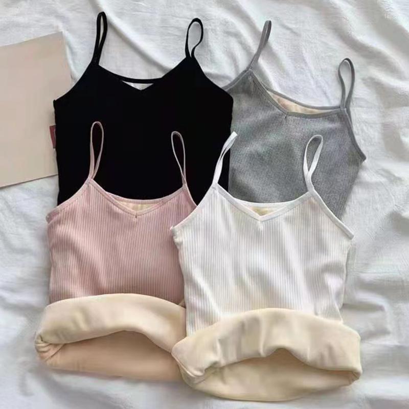 

Camisoles & Tanks Women Plus Velvet Vest Winter Warmth Thick Underwear All-match Shirt Warm Suspenders Sleeveless Bottoming, Gray