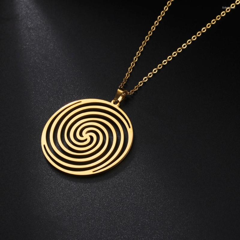 

Pendant Necklaces Cazador Hollow Spiral Round Necklace For Women Stainless Steel Maze Swirling Chain Trendy Jewelry 2022 Gifts