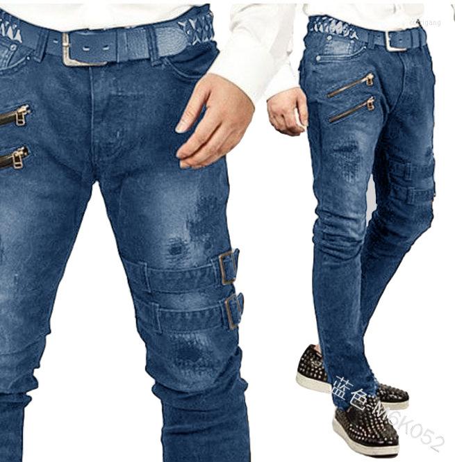 

Men' Jeans 2022 Men' Casual Zipper Decorations Low Waist Denim Pants Trousers Ripped Fashion Spring Summer, Gray