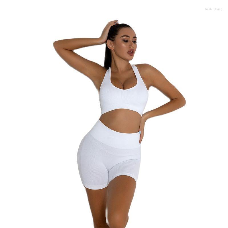 

Active Sets Yoga Clothing Women Neck Gym Set High Waist Shorts Suits Thread Seamless Bra Top Peach Fitness Suit Sport Wear, Red