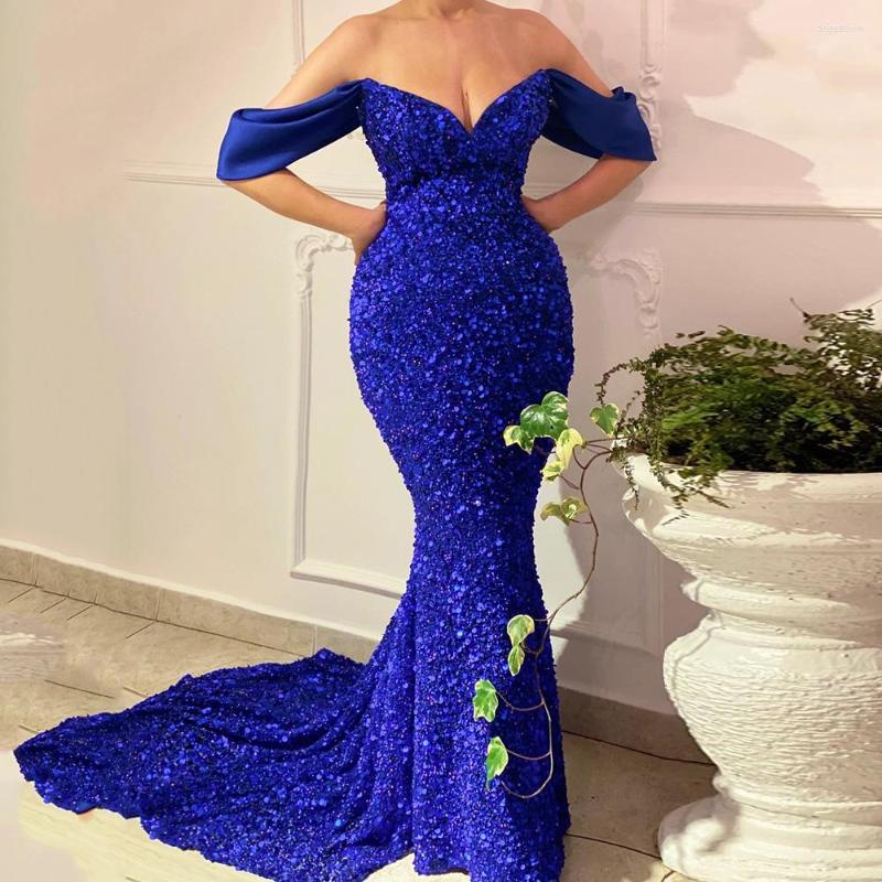 

Party Dresses Royal Blue Evening 2022 Luxury V-Neck Off-The-Shoulder Mermaid Formal Dress Long Sequin Sparkle Sexy Prom Gowns, Black