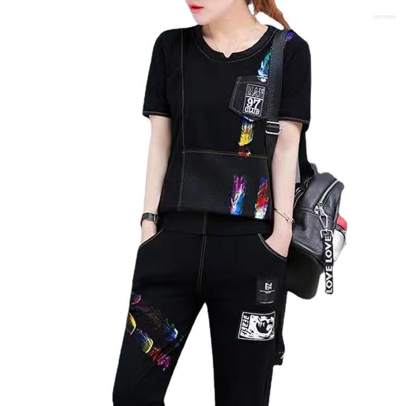 

Women's Two Piece Pants Women's 2022 Fashion Ladies Korean Tops And Set Casual Pieces Sets Women Matching For Summer Girls Outfits, Black